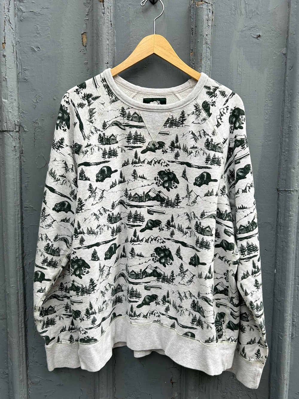Roots Cabin Green Grey Sweatshirt, size XXL